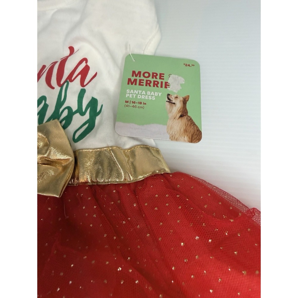Merry Making Petco Razzle Dazzle Pet Dress Santa Baby Christmas Medium Dog NWT - Picture 2 of 4